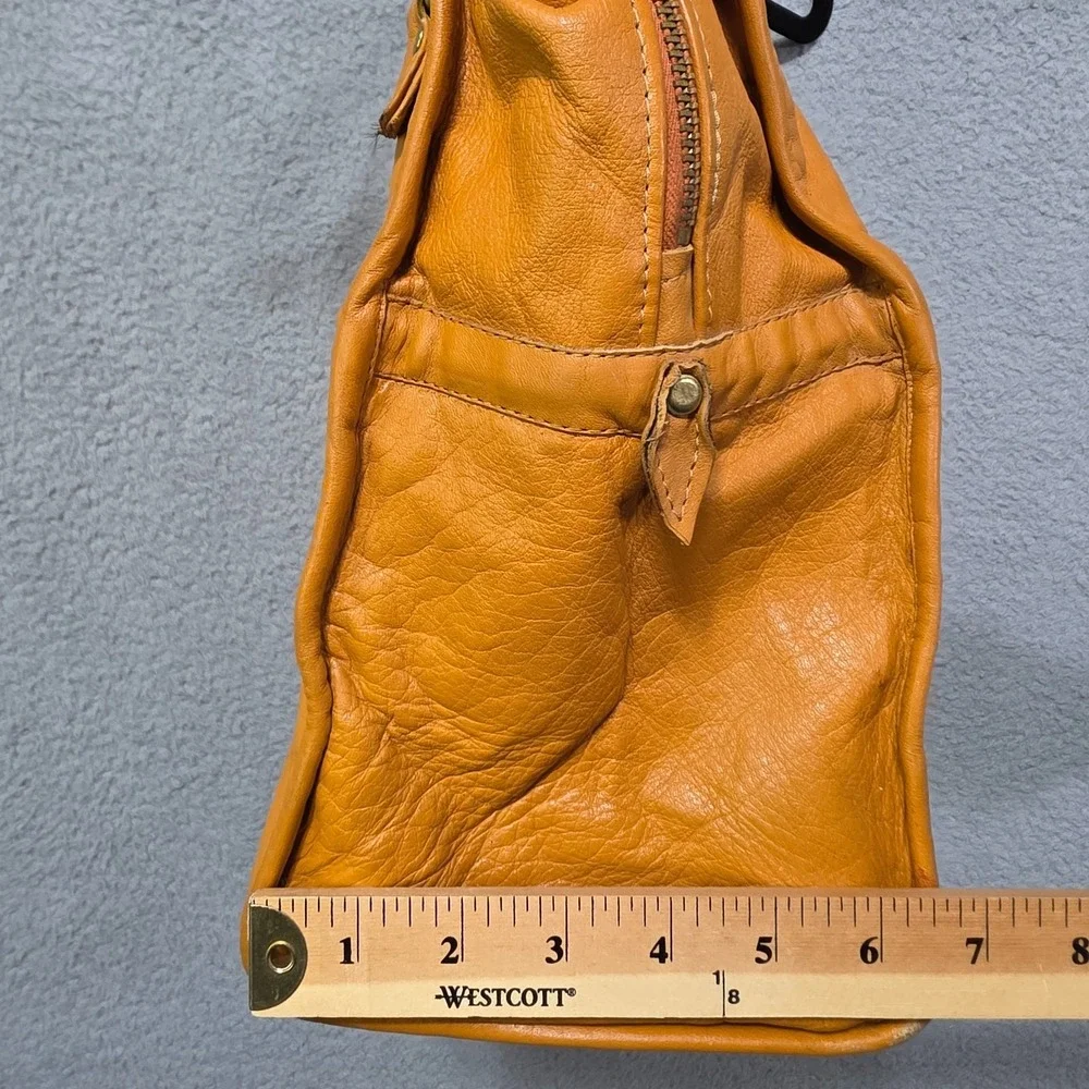 Vintage 70s Cowhide Leather Square Handbag Purse 12x12x7 Burnt Orange Mr. Hide
